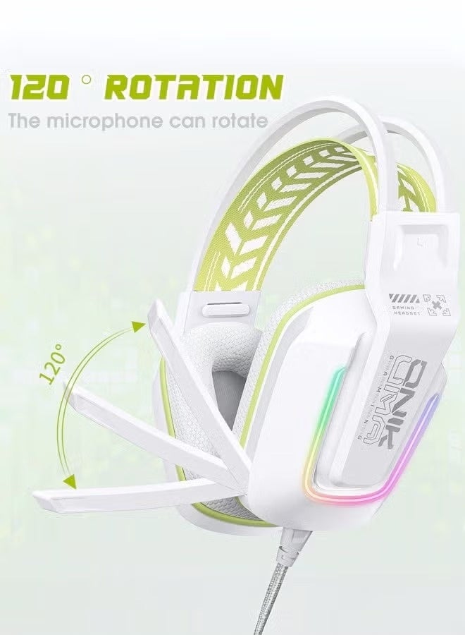 onikuma X13 RGB Stereo Sound Gaming Headset Stereo Sound Gaming Headset 120 degree swivel noise Reduction Mic, Cool RGB Light , 3.5mm + USB for Light 50mm Speaker Unit Premium Comfort 3D Ear Pads For Xbox, PS 4/5, Switch, Mobile, PC - Image 5